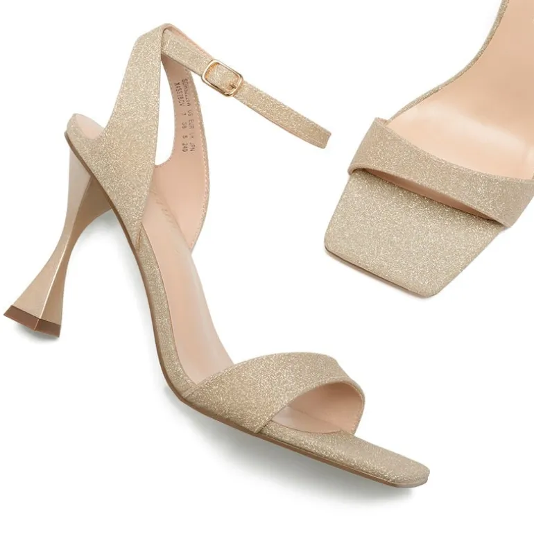 Square Toe Ankle Strap Stilettos Sandals