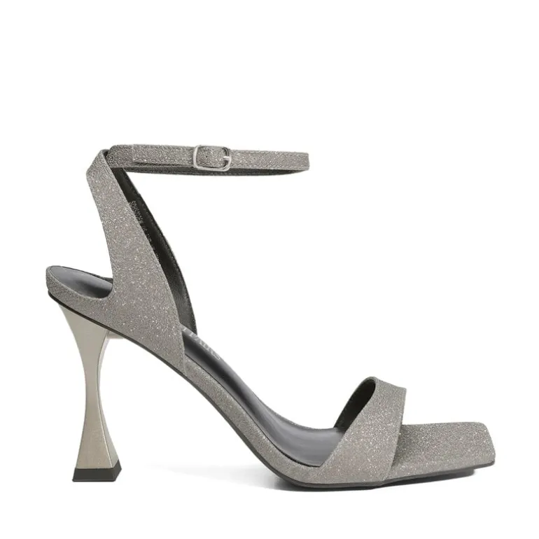 Square Toe Ankle Strap Stilettos Sandals