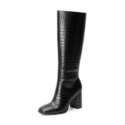 Square Toe Block Heel Knee-high Boots