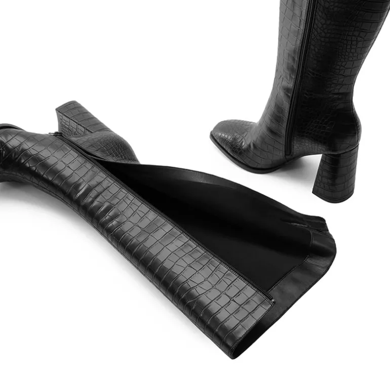 Square Toe Block Heel Knee-high Boots