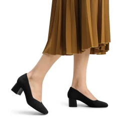 Square Toe Block Heel Knit Pumps
