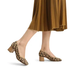 Square Toe Block Heel Knit Pumps