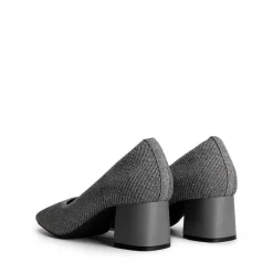 Square Toe Block Heel Knit Pumps