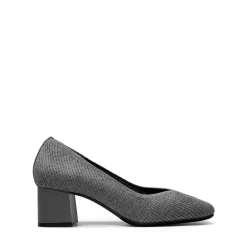 Square Toe Block Heel Knit Pumps
