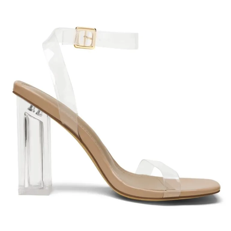 Square Toe Clear Chunky Heel Sandals