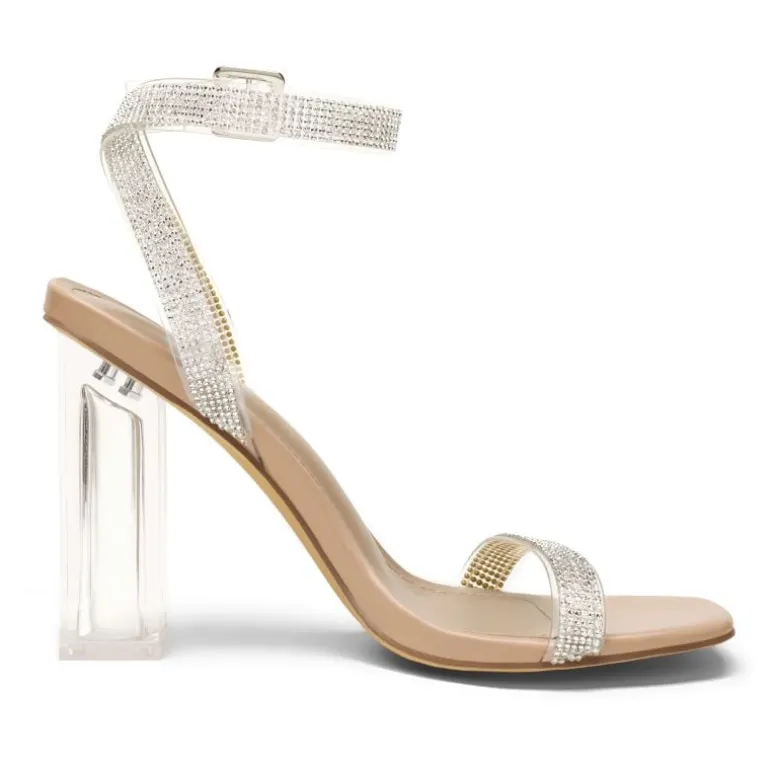 Square Toe Clear Chunky Heel Sandals