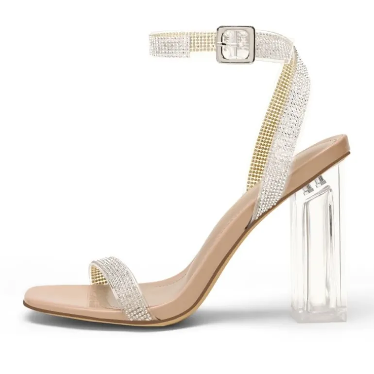 Square Toe Clear Chunky Heel Sandals