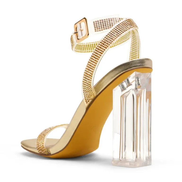 Square Toe Clear Chunky Heel Sandals