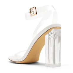 Square Toe Clear Chunky Heel Sandals