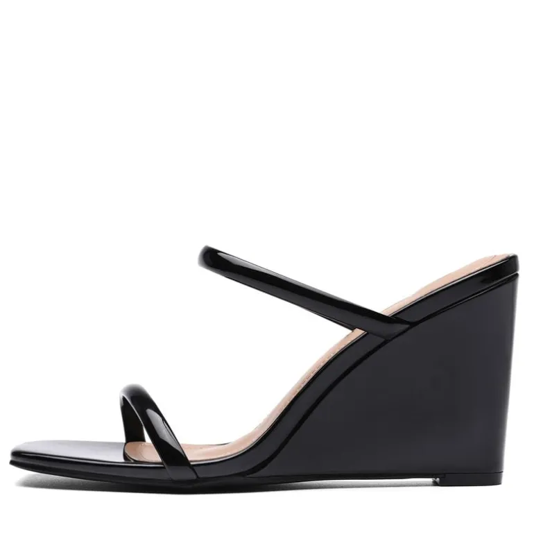 Square Toe Double Wedge Sandals