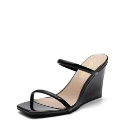 Square Toe Double Wedge Sandals