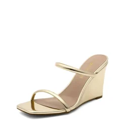 Square Toe Double Wedge Sandals