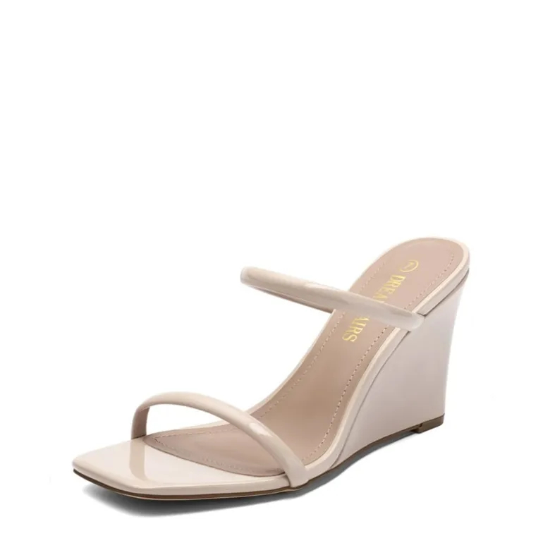 Square Toe Double Wedge Sandals