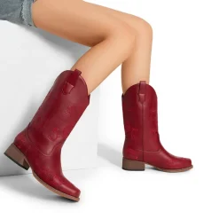 Square Toe Embroidered Cowboy Boots