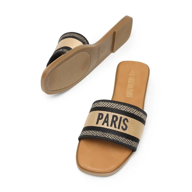 Square Toe Flat Slide Sandals