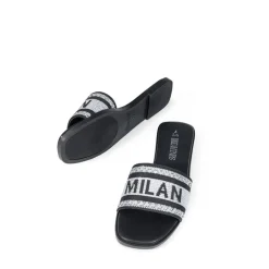 Square Toe Flat Slide Sandals