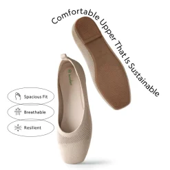 Square Toe Knit Sustainable Flats
