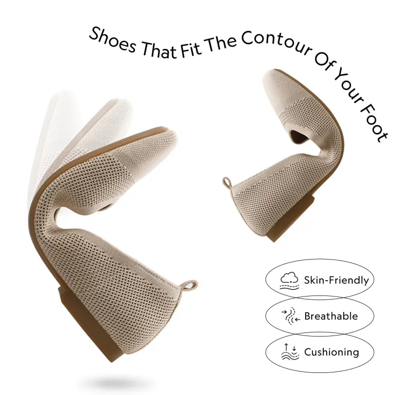 Square Toe Knit Sustainable Flats