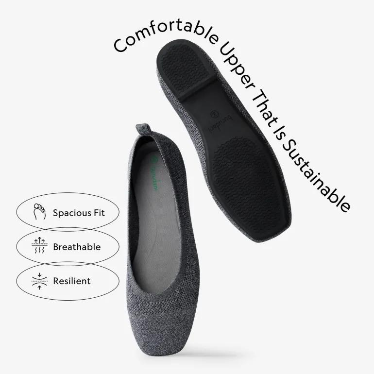 Square Toe Knit Sustainable Flats