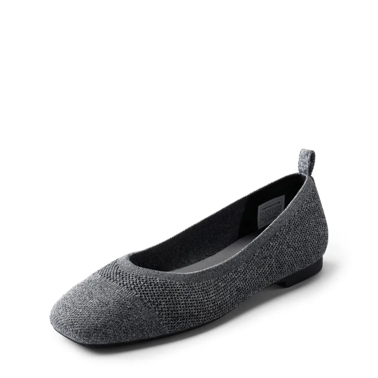 Square Toe Knit Sustainable Flats