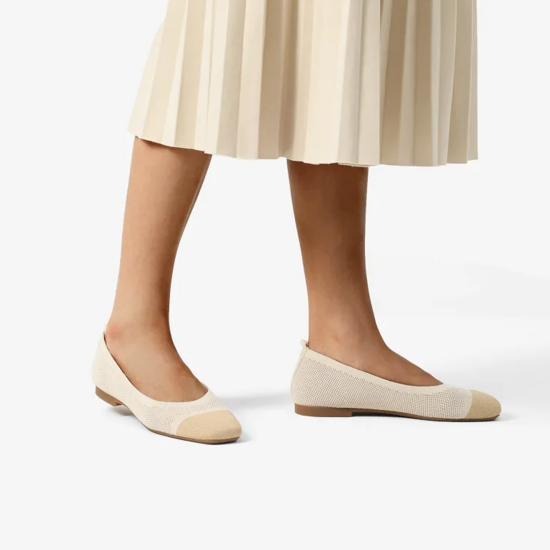 Square Toe Knit Sustainable Flats