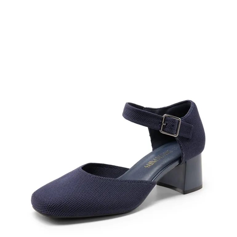 Square Toe Knitted Block Heel Pumps