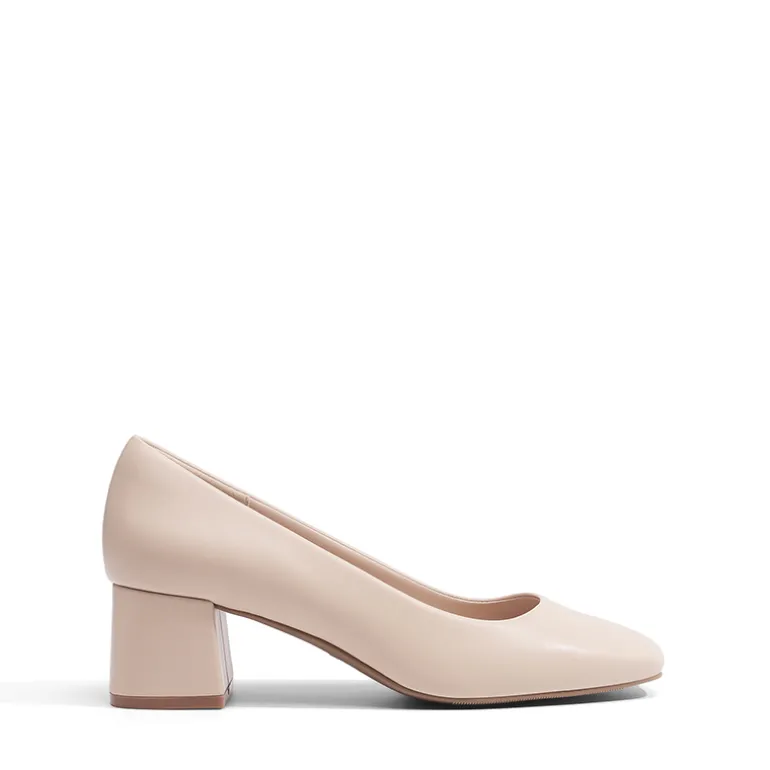 Square Toe Low Chunky Pumps