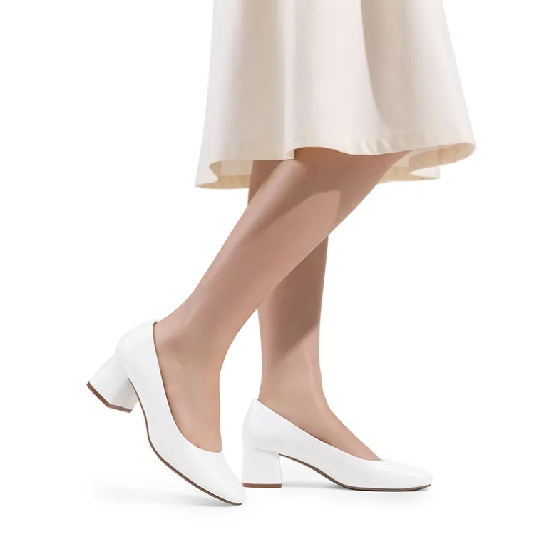 Square Toe Low Chunky Pumps