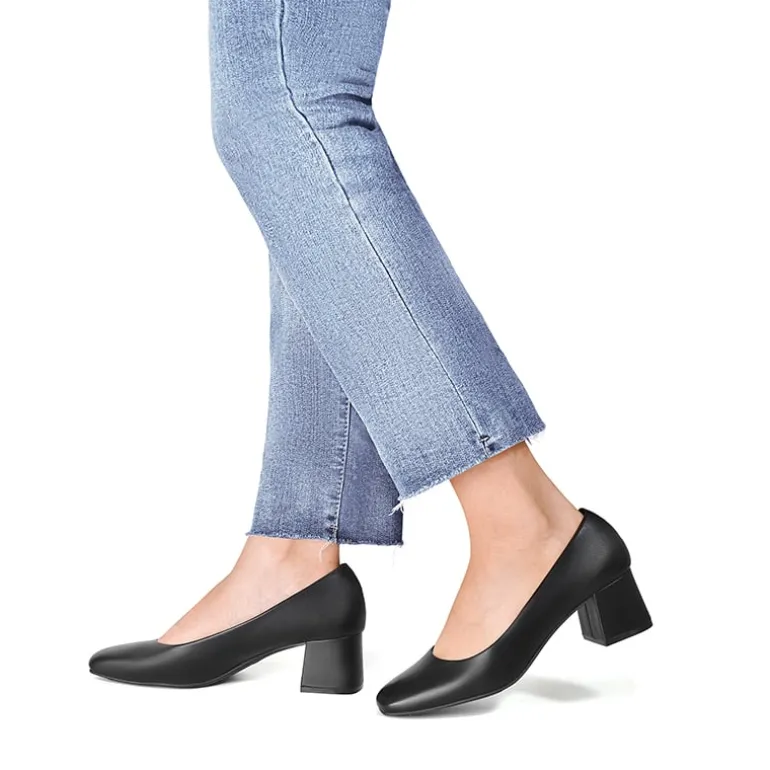 Square Toe Low Chunky Pumps