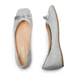 Square Toe Low Wedge Bow Flats