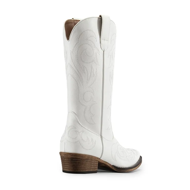 Square-toe Mid-Calf Cowgirl Boots