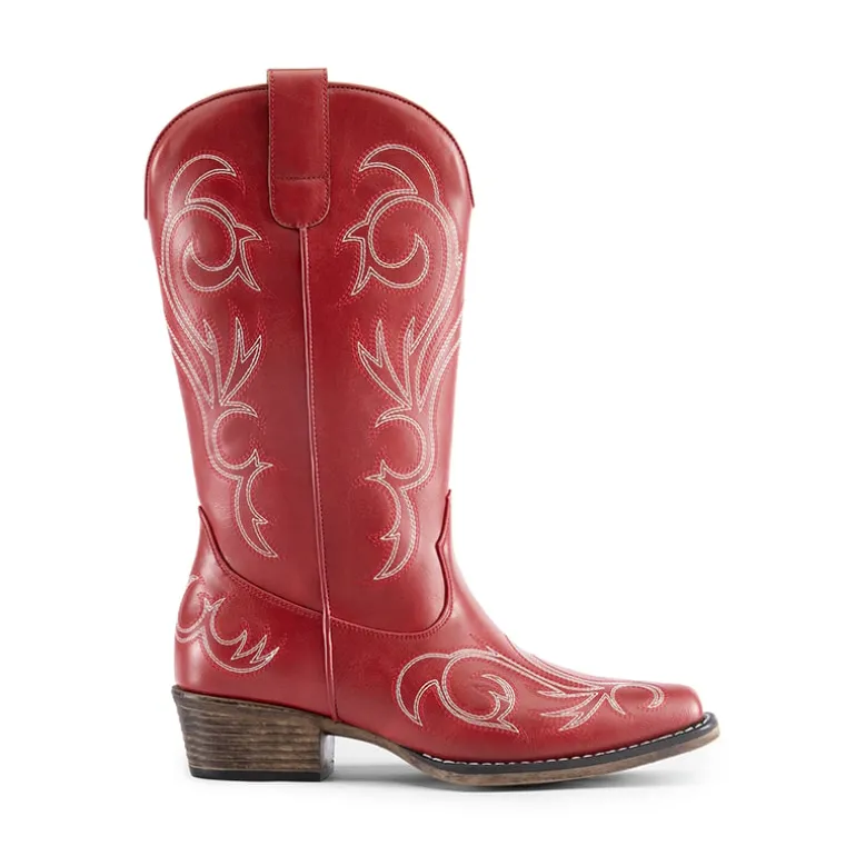 Square-toe Mid-Calf Cowgirl Boots