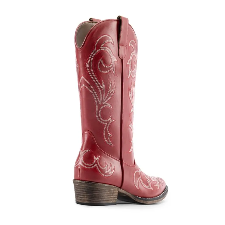 Square-toe Mid-Calf Cowgirl Boots