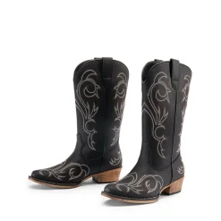Square-toe Mid-Calf Cowgirl Boots