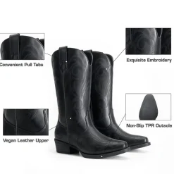 Square-toe Mid-Calf Cowgirl Boots