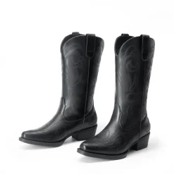 Square-toe Mid-Calf Cowgirl Boots