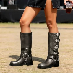 Square Toe Motorcycle Boots