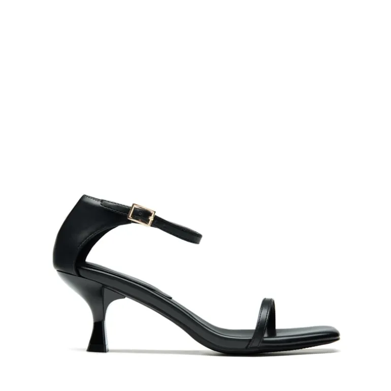 Square-Toe One Strap Kitten Heel Sandals