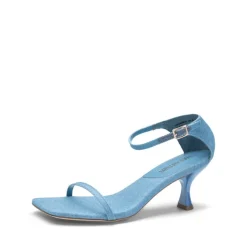 Square-Toe One Strap Kitten Heel Sandals