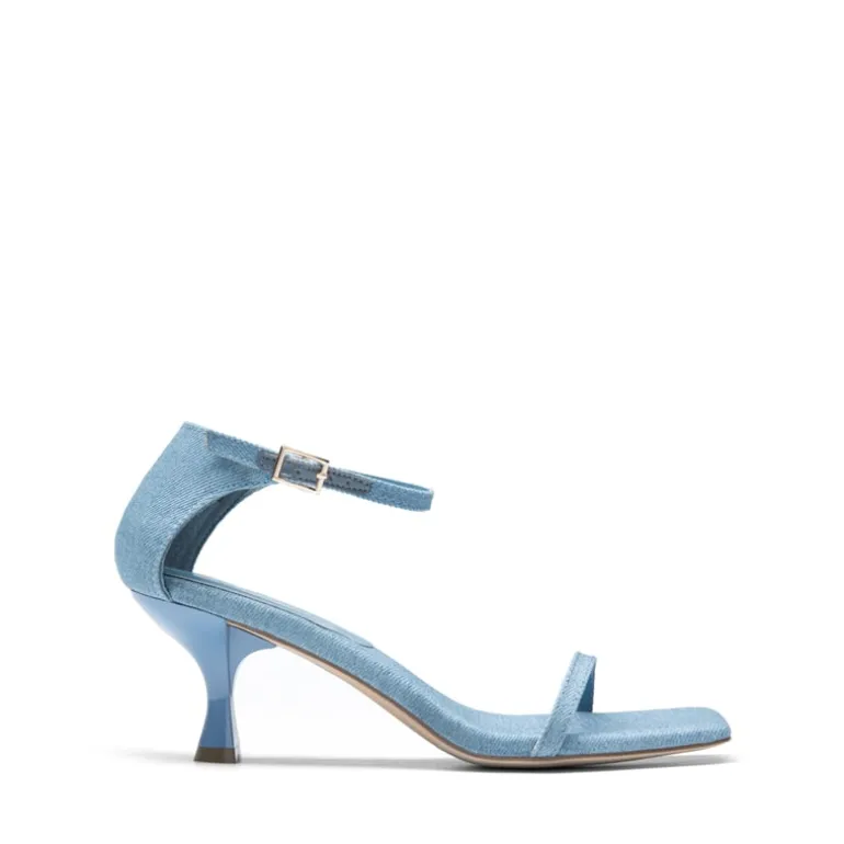 Square-Toe One Strap Kitten Heel Sandals