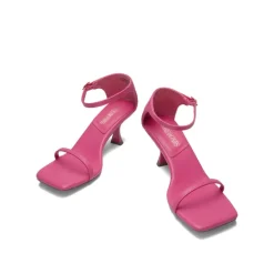 Square-Toe One Strap Kitten Heel Sandals