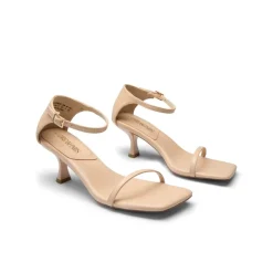 Square-Toe One Strap Kitten Heel Sandals