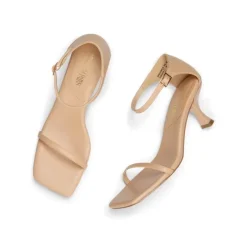 Square-Toe One Strap Kitten Heel Sandals