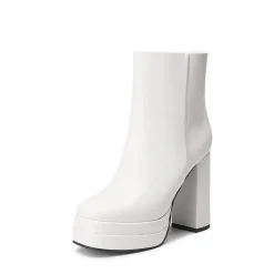 Square Toe Platform Ankle Boots