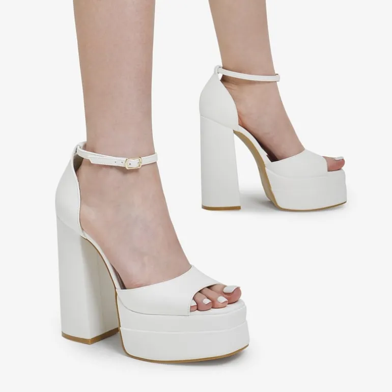 Square Toe Platform Chunky Heel Sandals