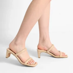 Square Toe Rectangular Double Strap Heel Sandals