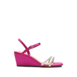 Square Toe Rhinestone Wedge Sandals