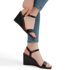 Square Toe Slingback Wedge Sandals