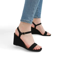 Square Toe Slingback Wedge Sandals