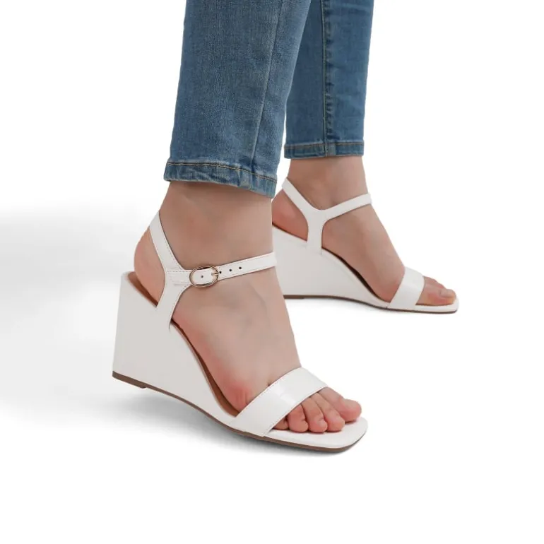 Square Toe Slingback Wedge Sandals